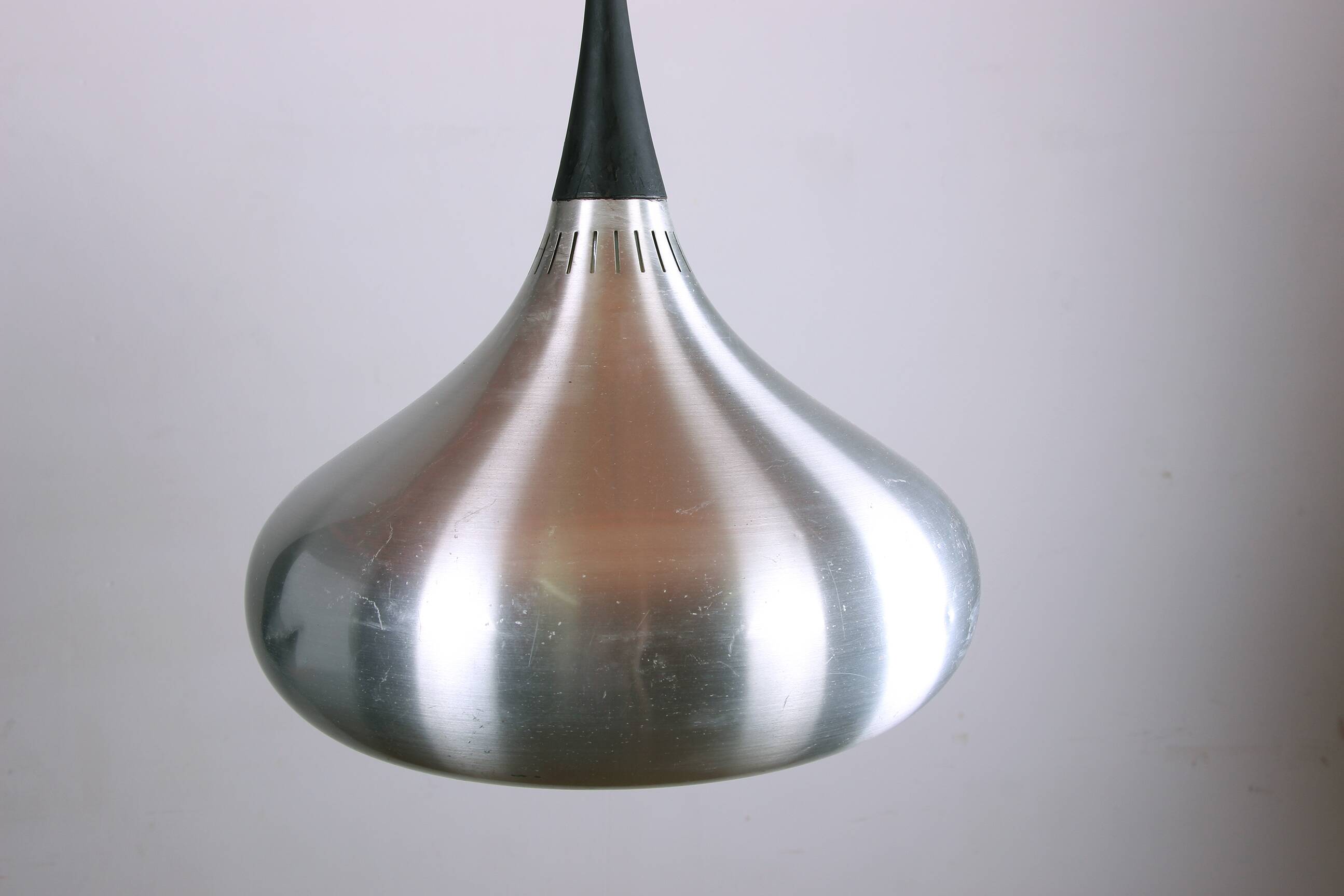 Large Danish pendant light in chrome metal, orient model by Jo Hammerborg for Fog & Morup 1960.