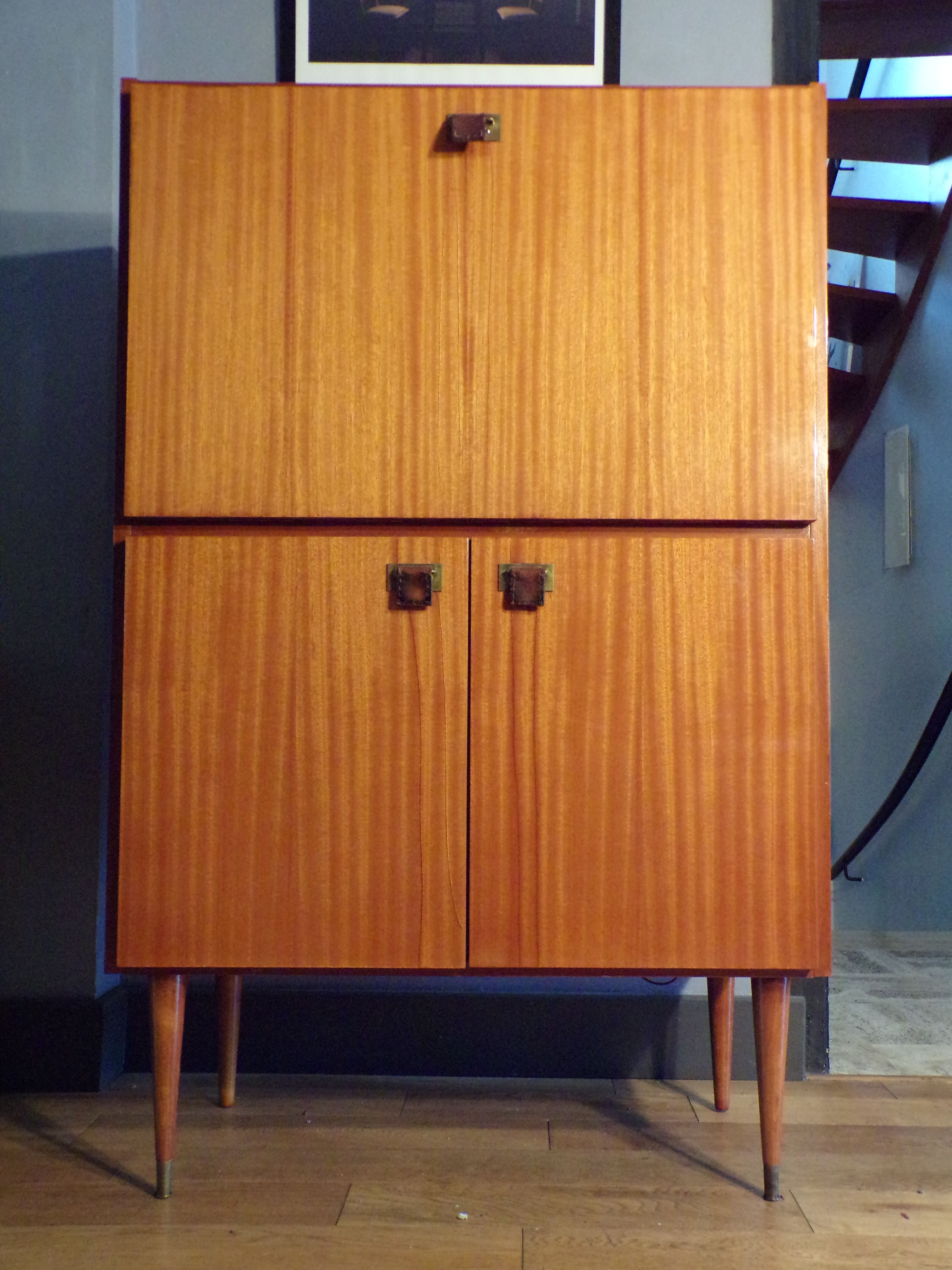 Vintage teak and leather secretary