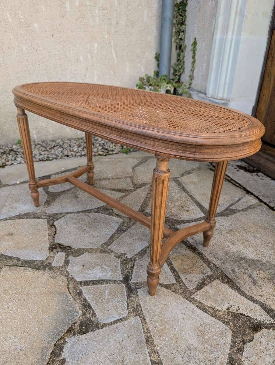 Antique caned bench