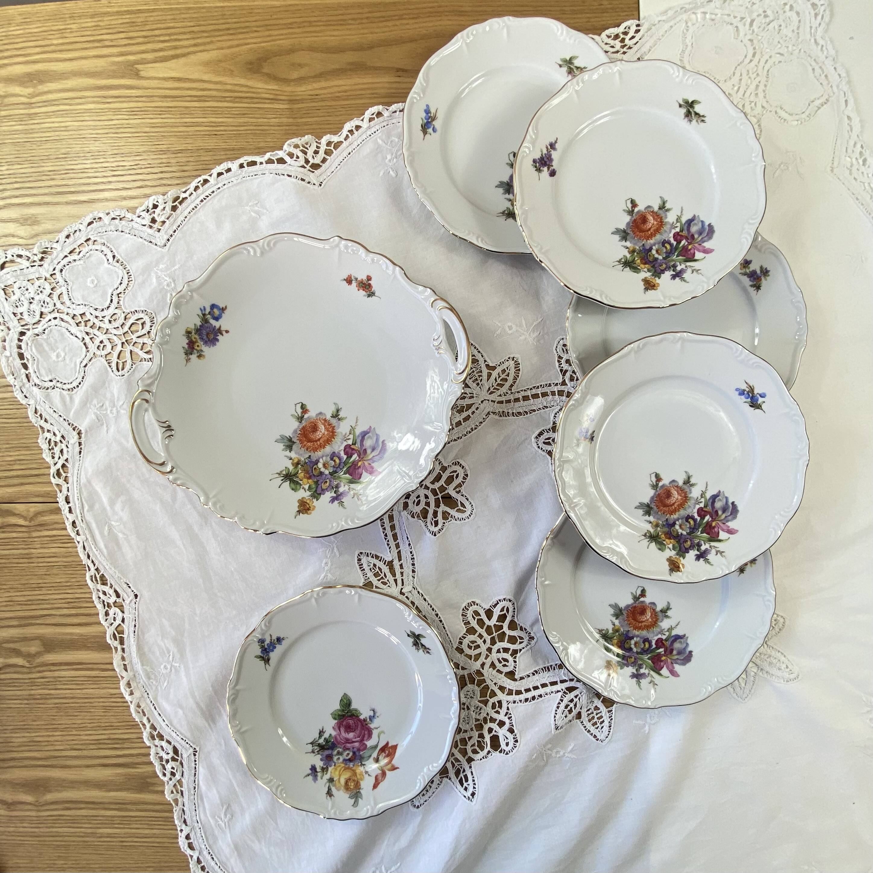 6 assiettes dessert et plat porcelaine ancienne Edelstein Bavaria