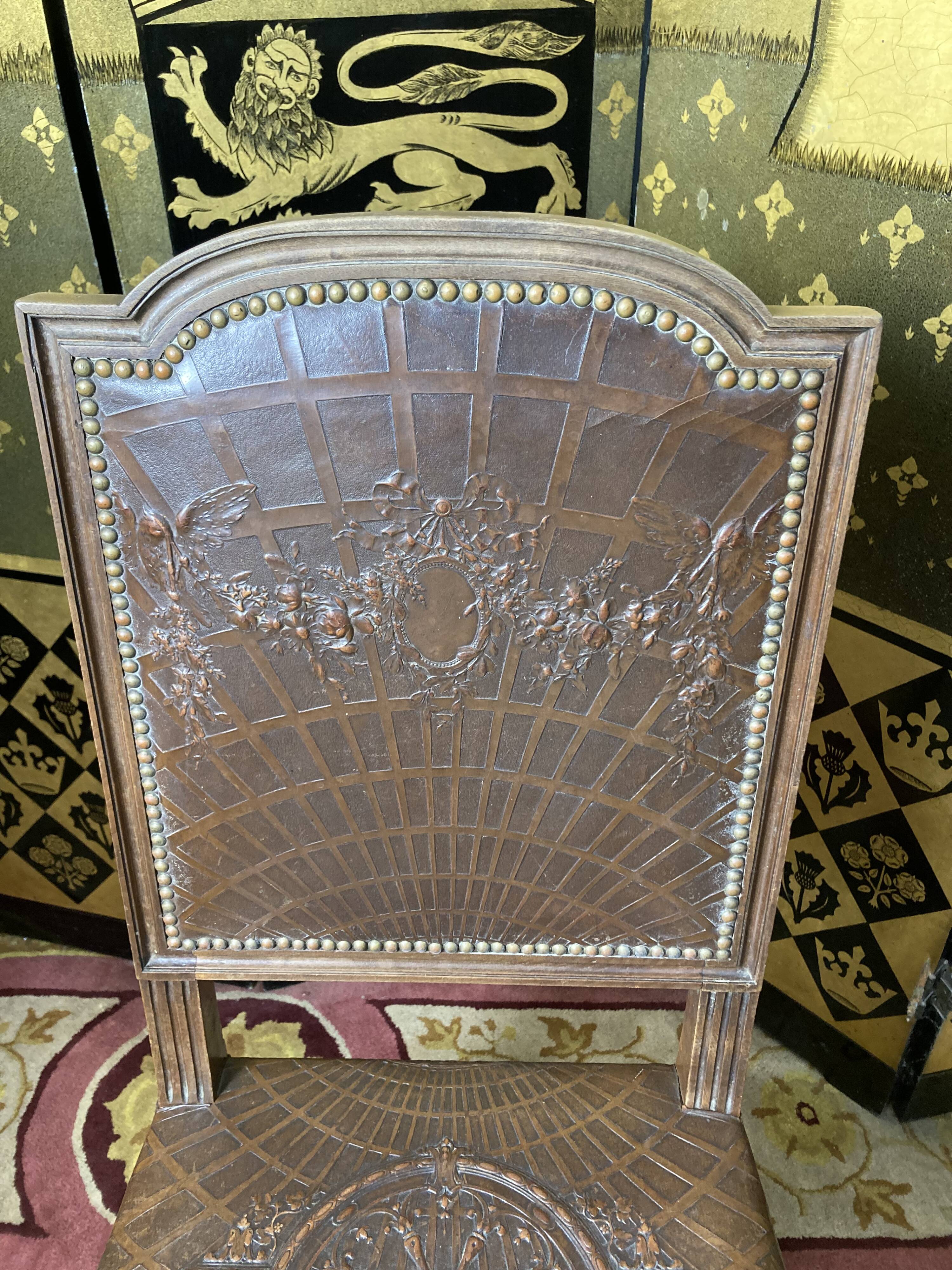 10 Louis XVI chairs seated leather