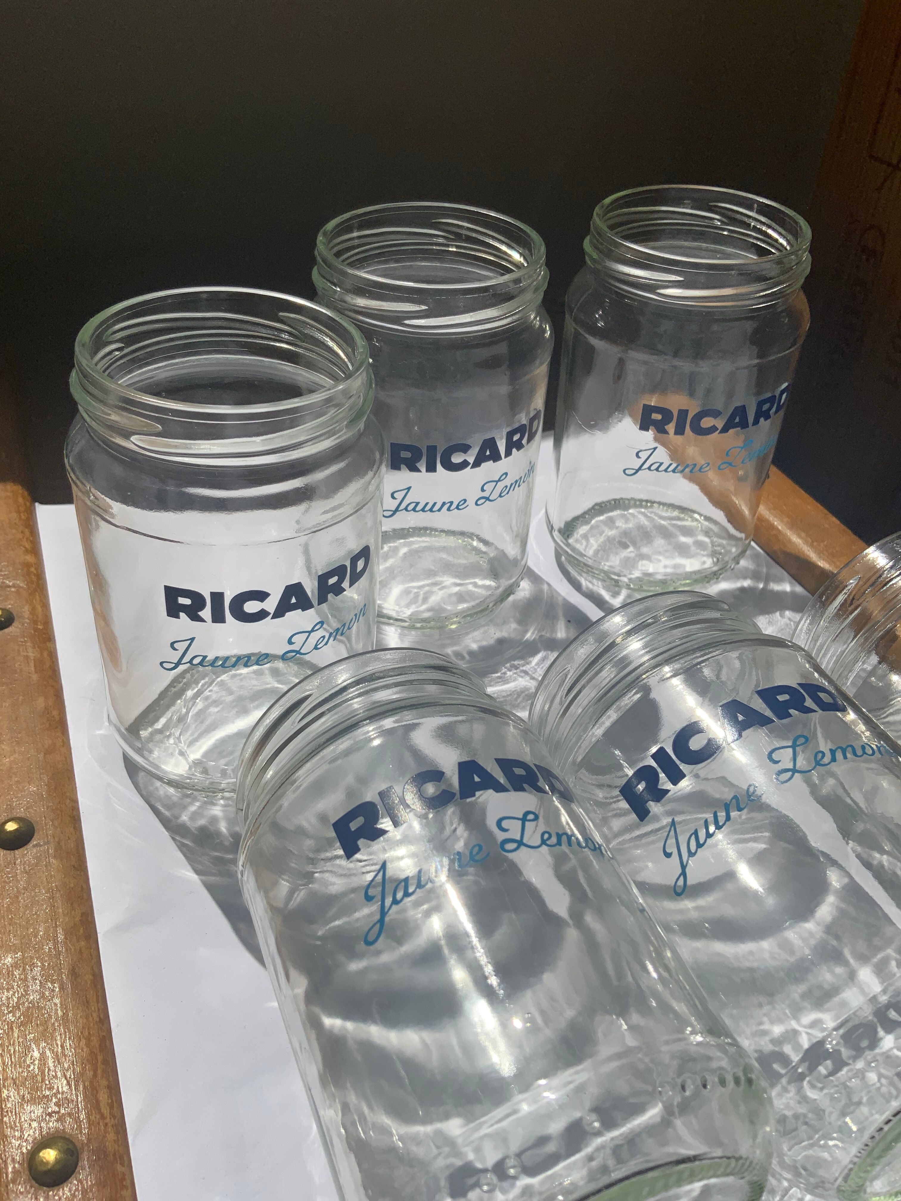 Lot 6 glasses Ricard yellow lemon shape vintage jar new without packaging