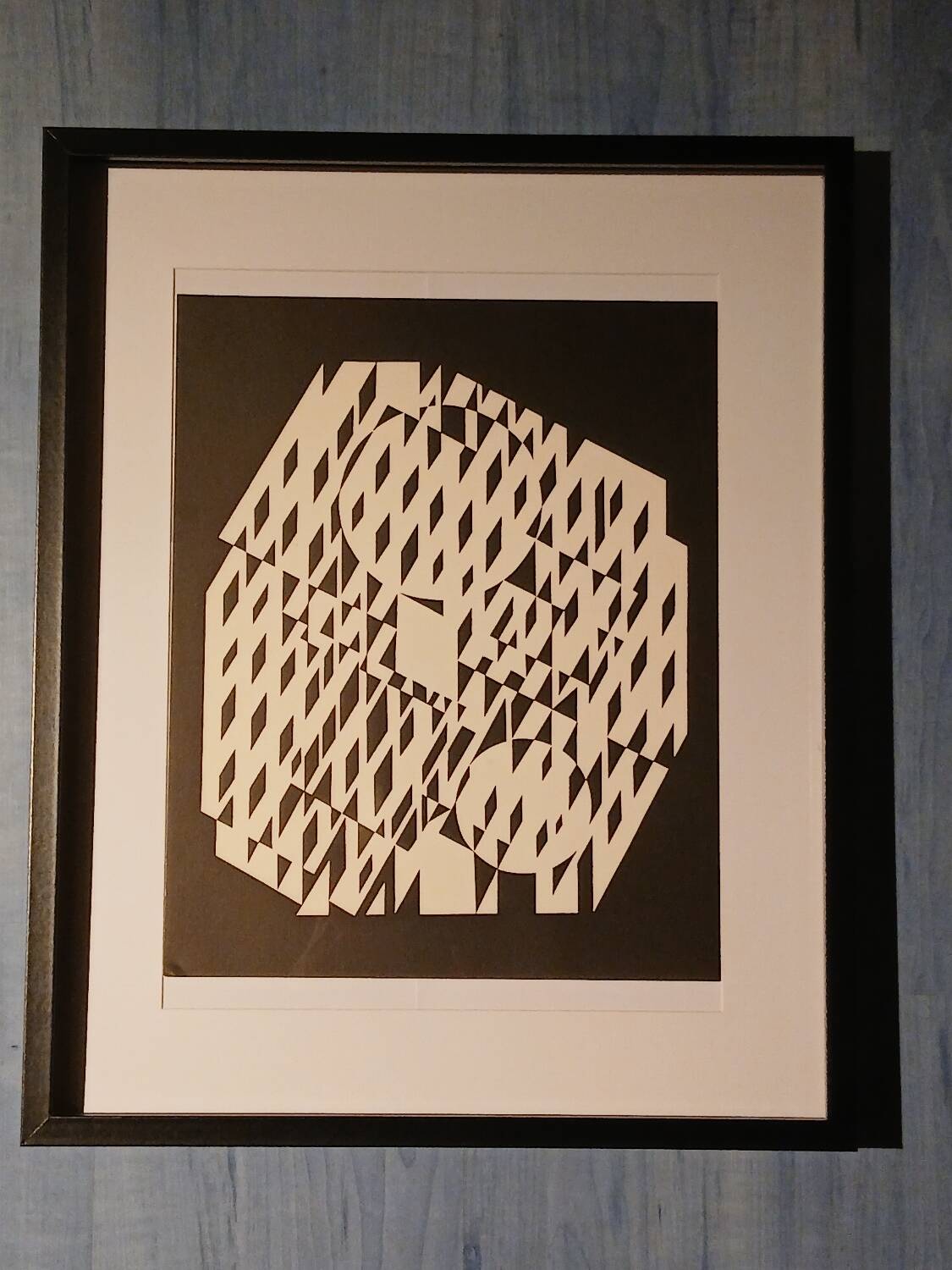 Tableau Vintage Art Optique - Victor Vasarely - Frame 50x40cm