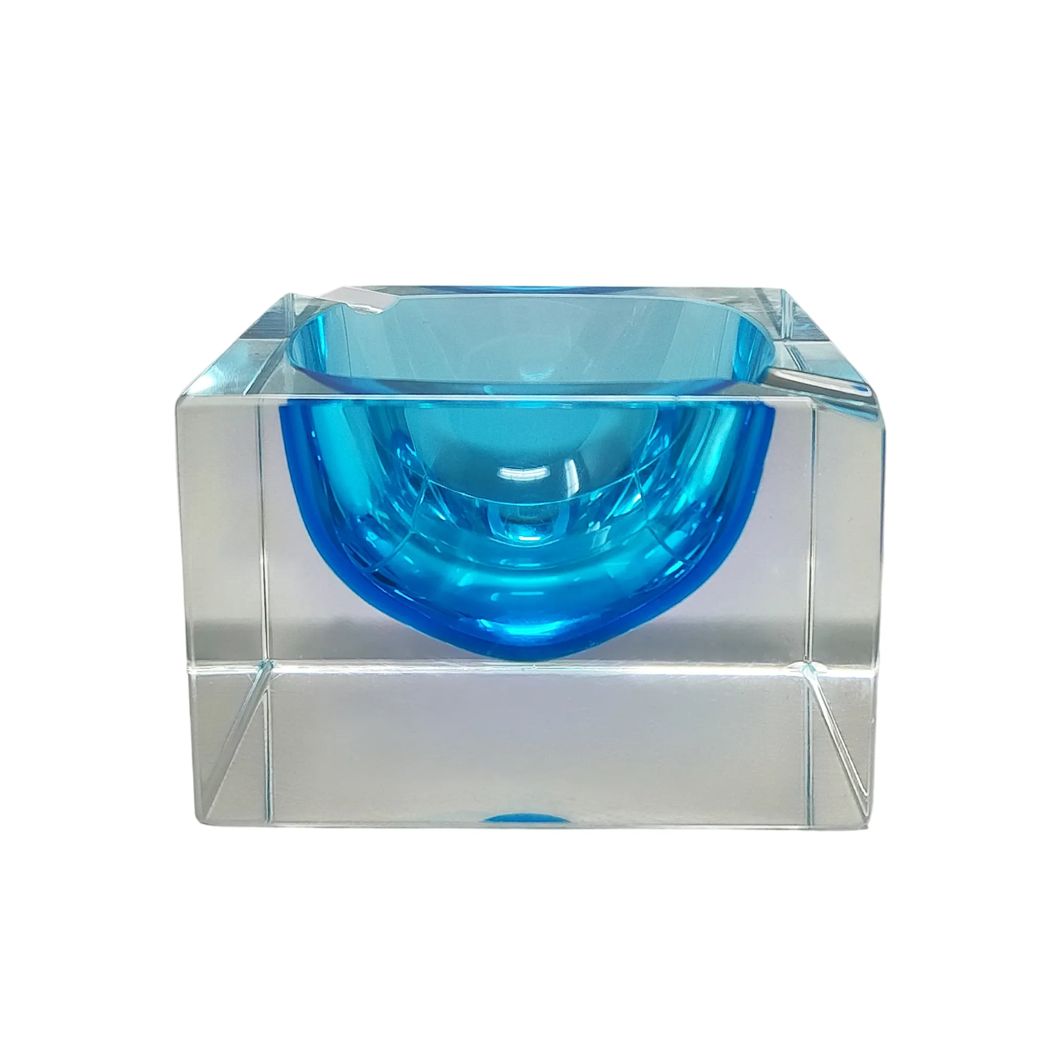 1960s stunning blue ashtray or catchall by Flavio Poli for Seguso. Made in Italy