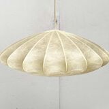 Modern UFO disc cocoon pendant lamp from the mid-century by Friedel Wauer for Goldkant Leuchten, Germany, 1960s.