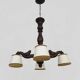 Antique hand-carved wooden dragon chandelier with 4 lights from the 1950s