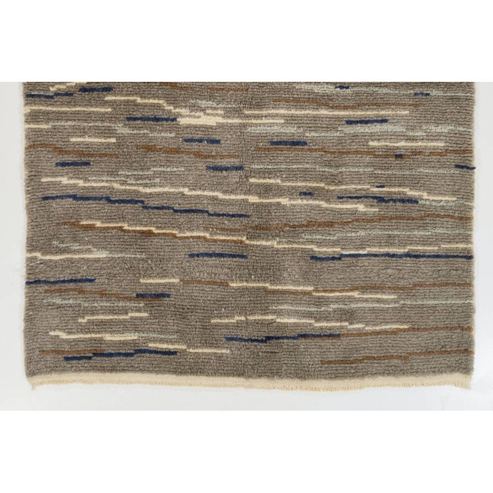 Contemporary "Tulu" Rug in Gray, Blue and Brown Colors