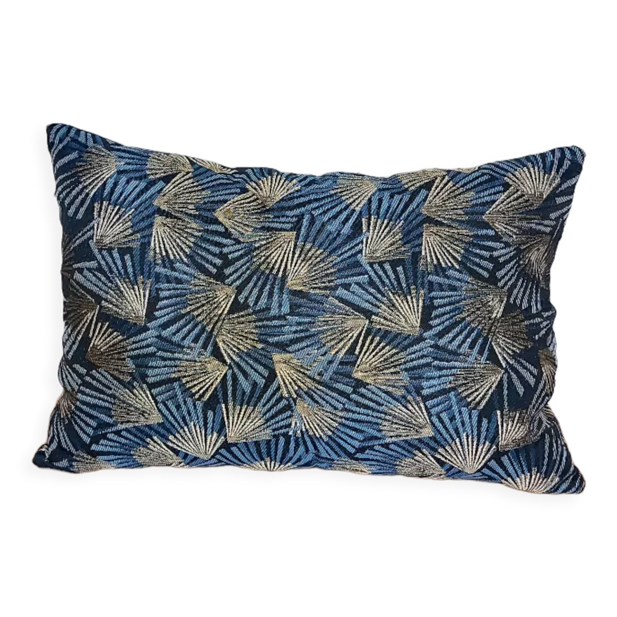 Blue palmette cushion
