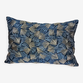 Coussin palmette bleu