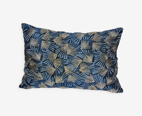 Coussin palmette bleu