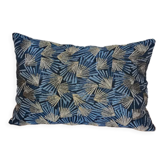 Blue palmette cushion