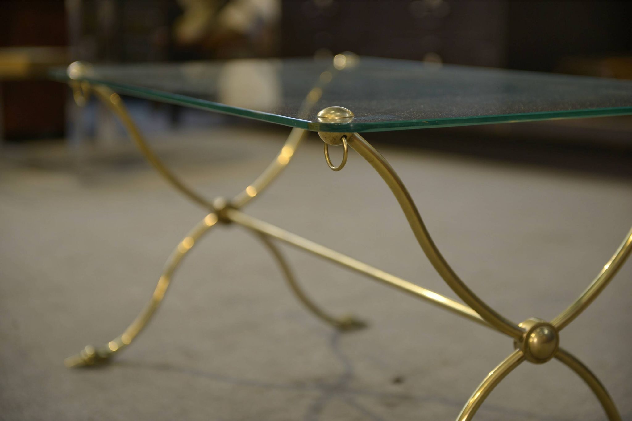 Neo-classical coffee table attributed to Maison Jansen, swan neck legs, 1940s.