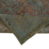 Handmade turkish decorative 1980s 232 cm x 322 cm blue wool carpet