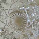 Bohemian cut crystal ashtray/pocket tray. Star/cross-hatched motifs.
