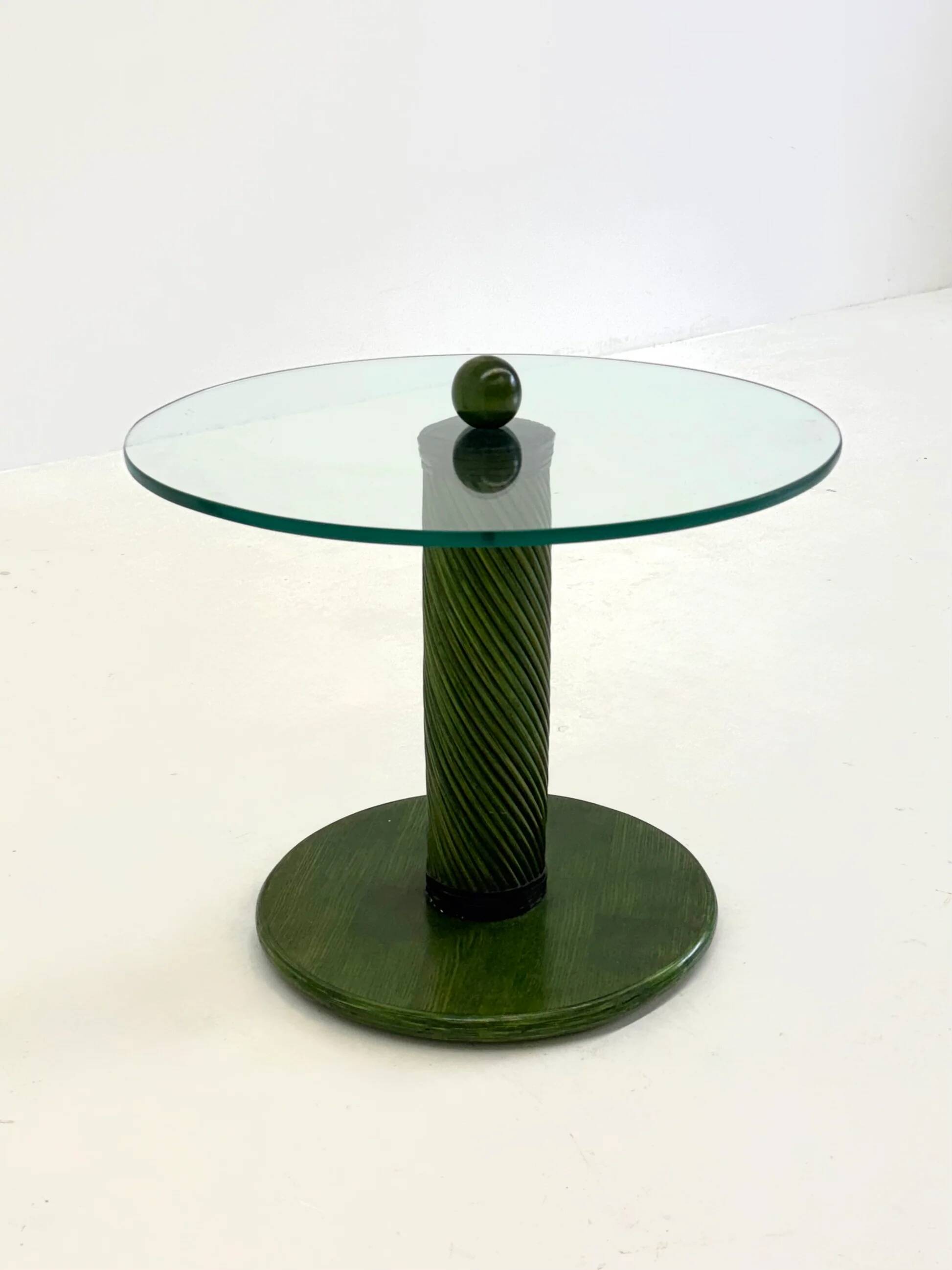 Italian side tables with bamboo base and glass top