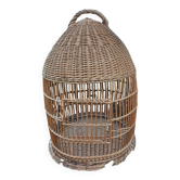 Cage à perroquet ancienne en rotin 85 cm de haut