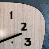 Vintage clock formica silent wall clock "Beroz beige wood"