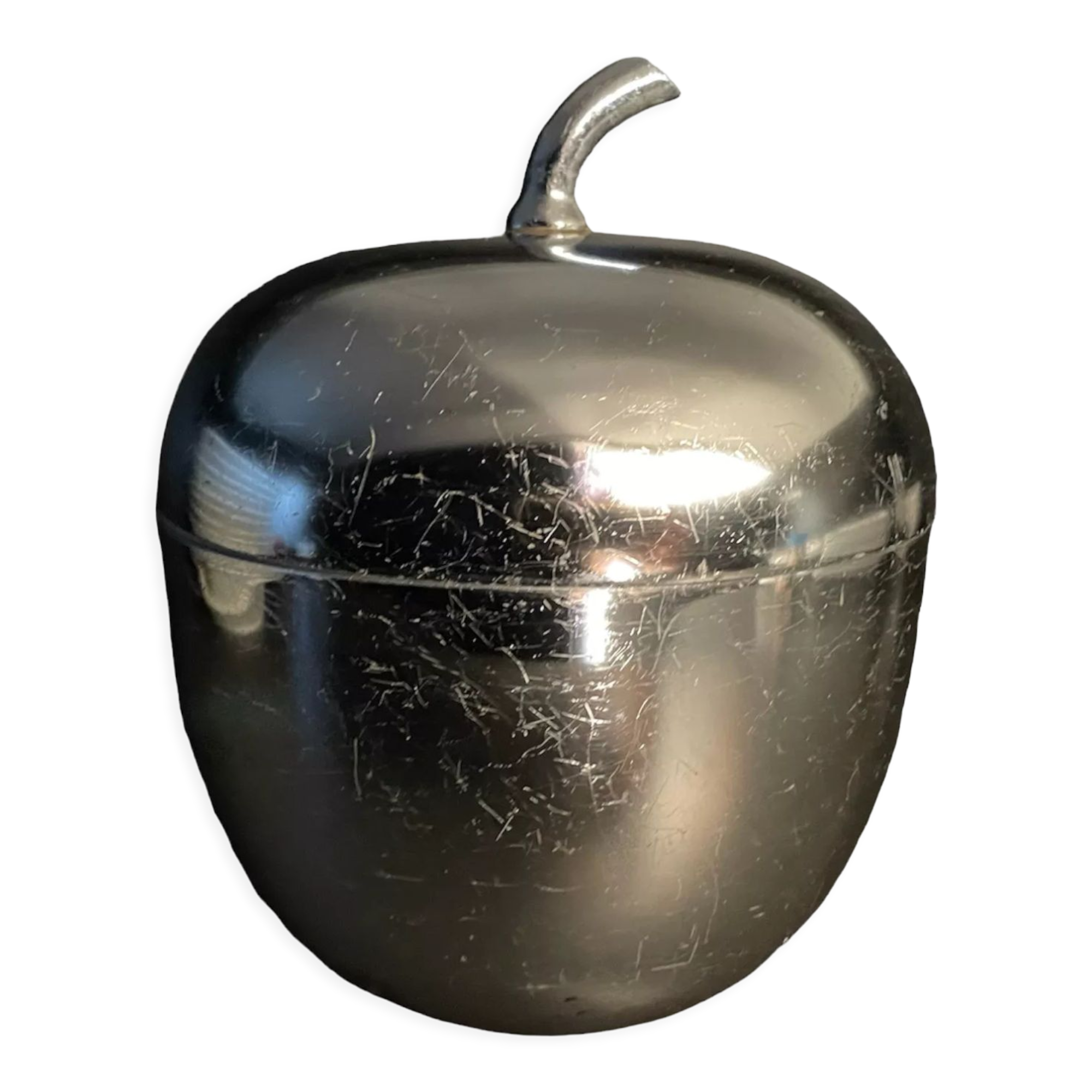 Ice bucket apple silver metal vintage 70s