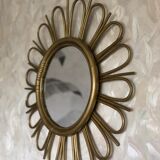 Golden rattan sun mirror 50cm