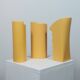 Three yellow vases in Memphis style by ASA Germany.