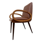 Mid-Century Scandinavian vintage retro armchair with oval armrests.