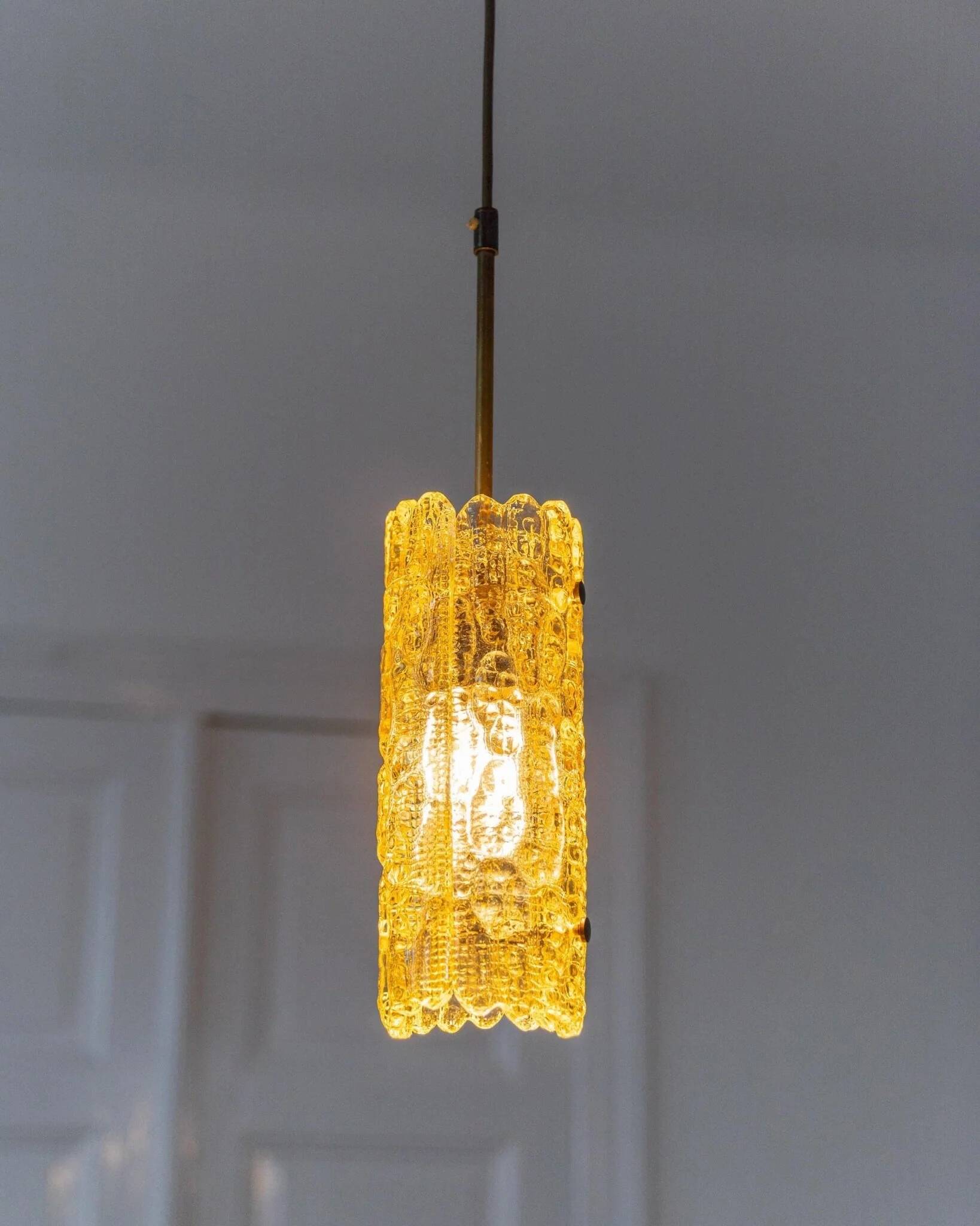 Vintage ceiling light by Carl Fagerlund for Orrefors - moulded golden glass, warm light, glass texture - 1960s - timeless design, gift idea.