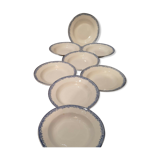 Series of 8 hollow plates in Sarreguemines earthenware model Fontanges