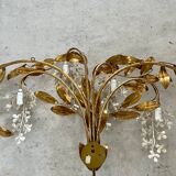 Old and large golden wall lamp Hans Kögl design from the 60s clusters of flowers