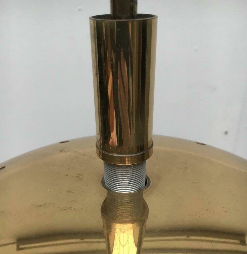 Large glass and brass planet ball pendant lamp from the mid-century German space age, 1960s.