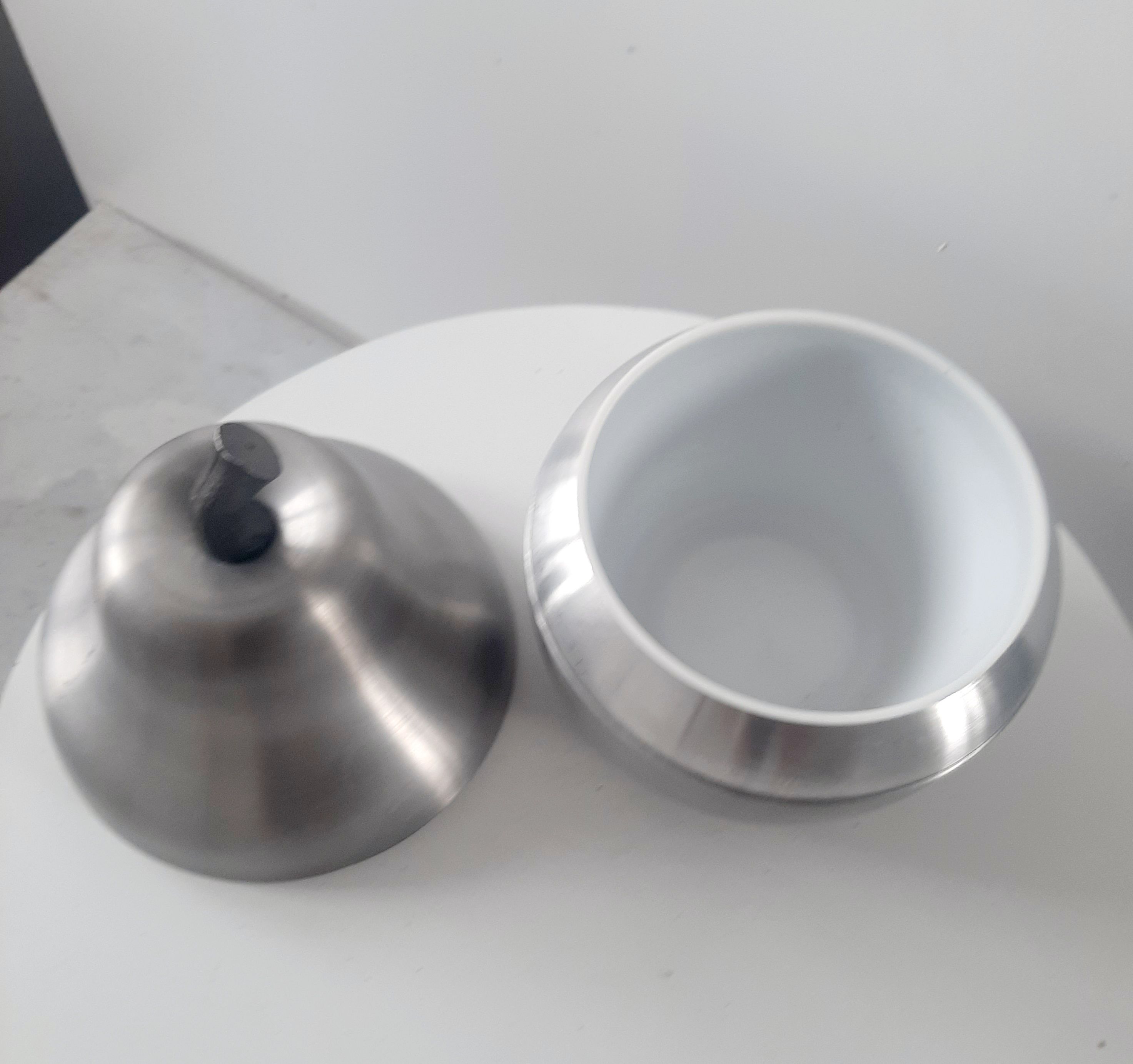 Vintage pear ice bucket in brushed aluminum 60s 70s italy