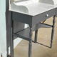 Meuble de toilette en bois et marbre blanc