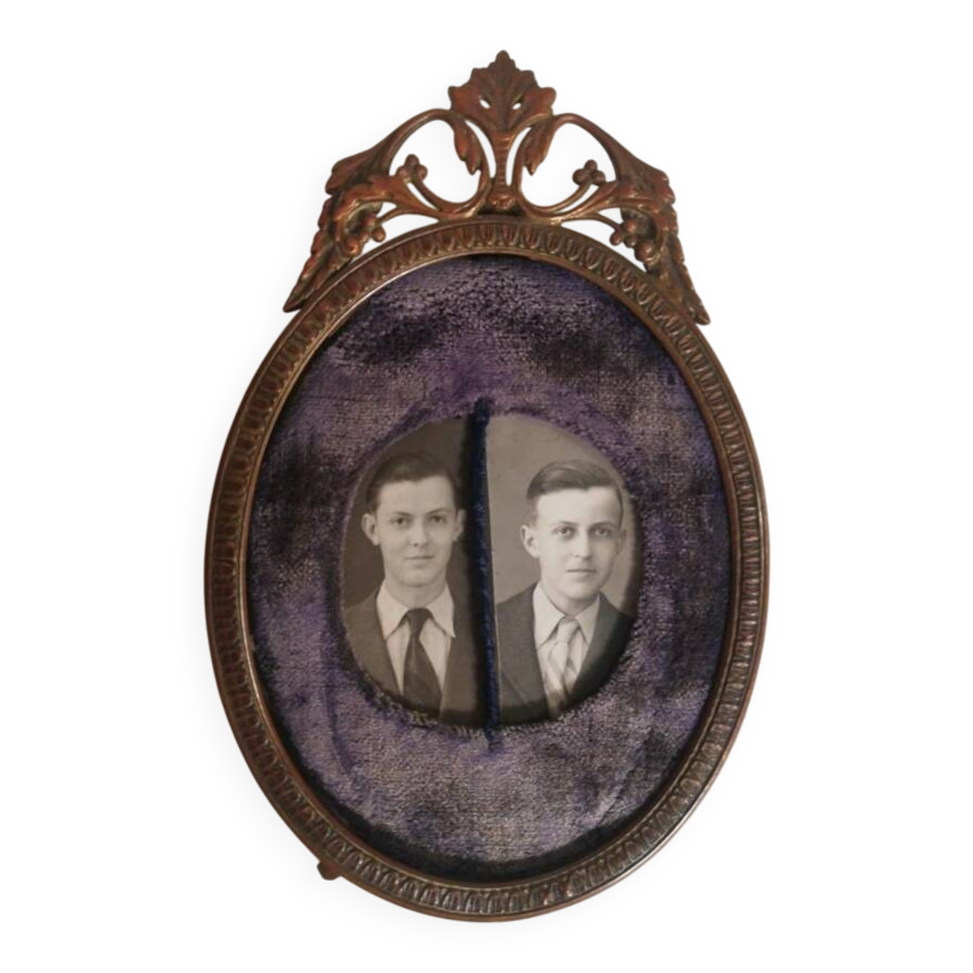 Oval brass frame