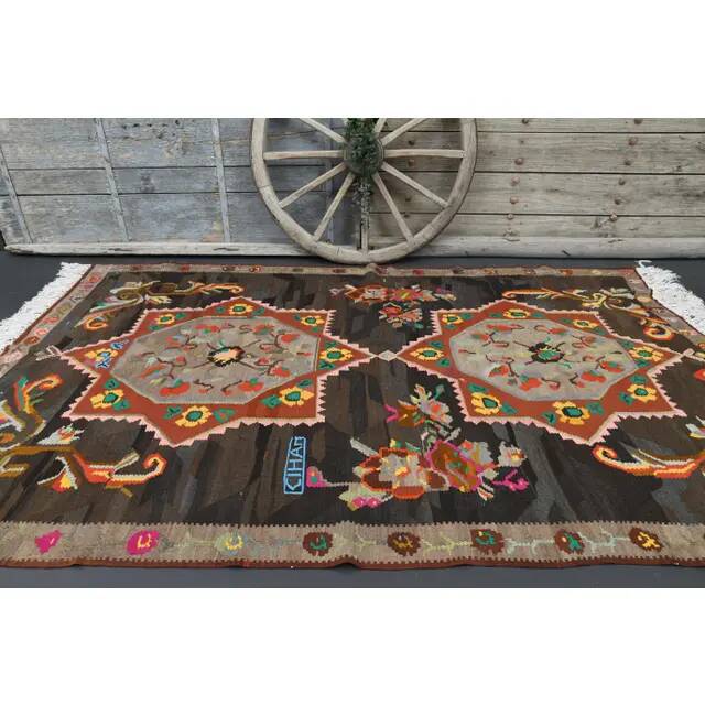 Vintage Turkish Oushak Handmade Wool Cotton Orange Area Rug 187x310