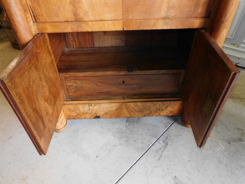 Secretaire empire a colonnes detachees plateau marbre noir du xix ème siecle