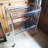 Serving in chrome and smoked glass