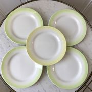 set of 5 dessert plates Digoin green and light yellow gradient pastel years 40-50
