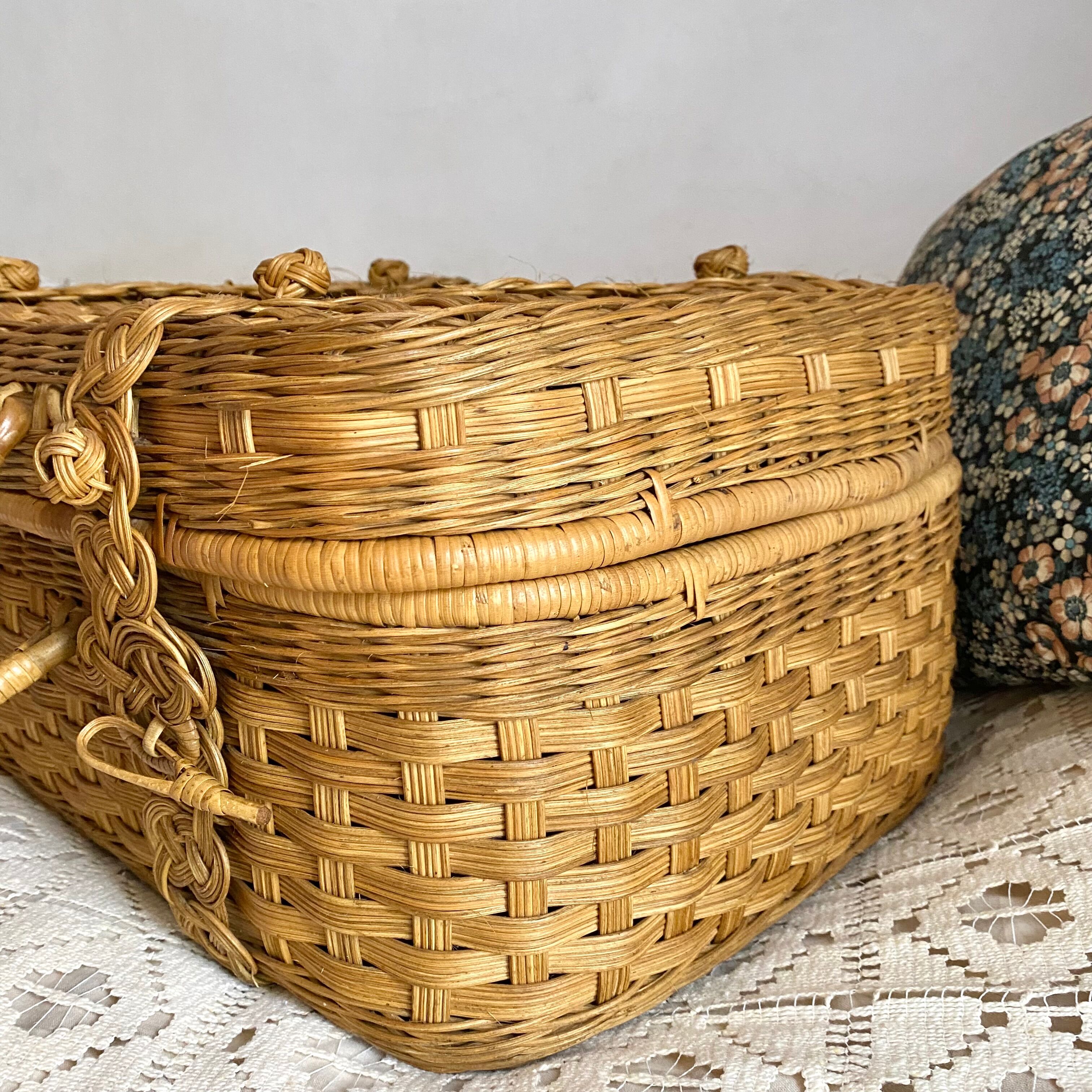 Vintage rattan suitcase