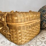 Vintage rattan suitcase