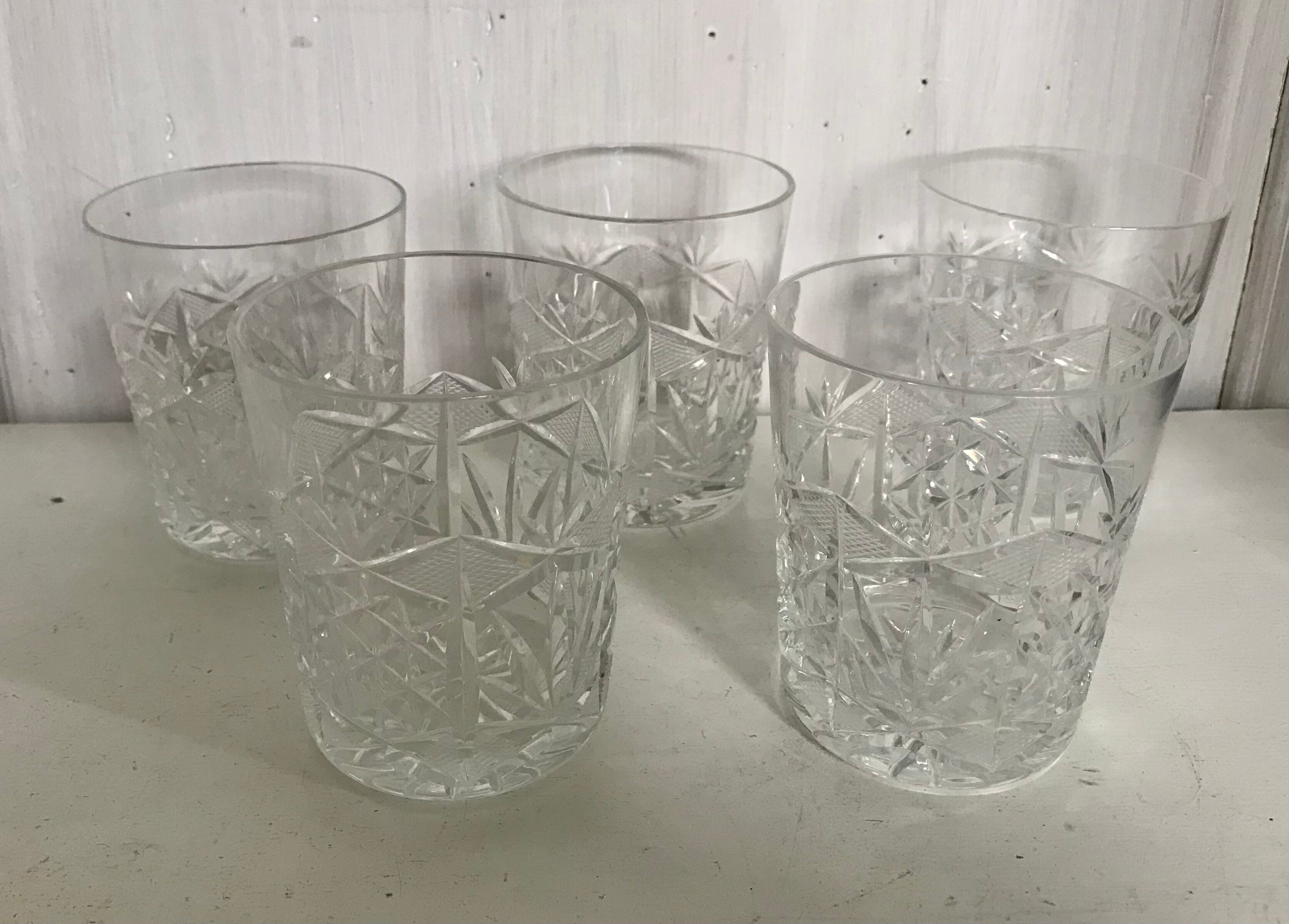 Set of 5 crystal whiskey glasses