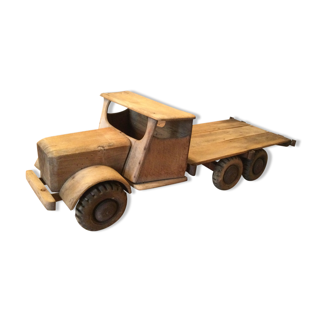 Ancien Gros Camion à Tirer En Bois, Transport De Tonneaux, France, 41 Cm