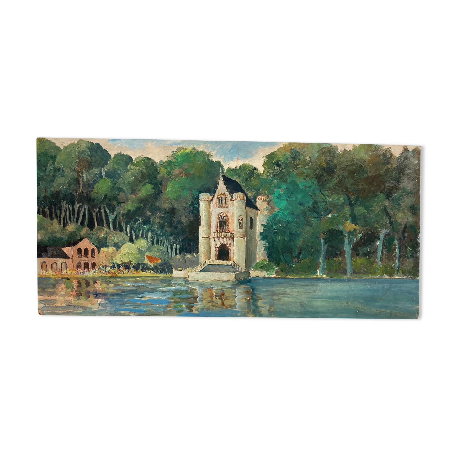 Oil painting on vintage cardboard