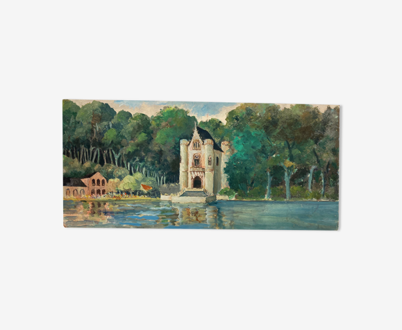Peinture à l'huile sur carton vintage