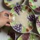 Set of eight flat dessert plates in barbotine earthenware with grape decoration – circa 1900.