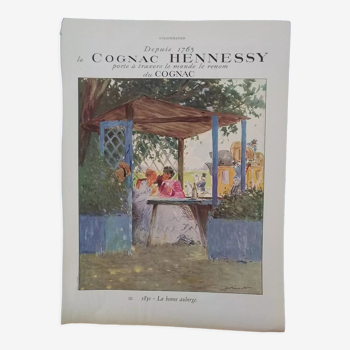 Publicité papier couleur Cognac Hennessy revue illustration 1937