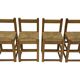Set of four vintage chairs / stool - brutalist style minimalist oak and wicker 60s