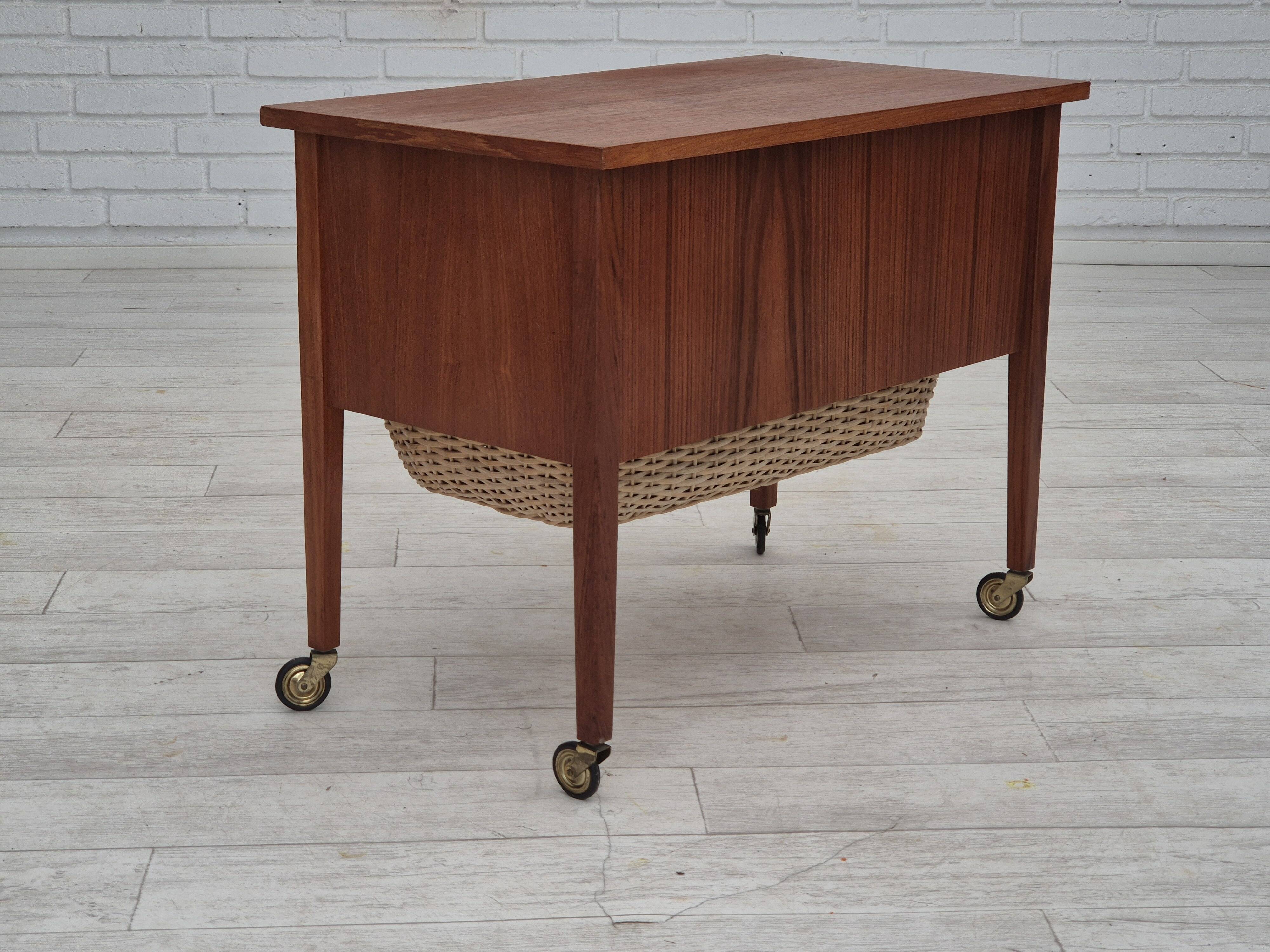 1970s, Danish chest of drawers, teak wood, rattan, original condition.