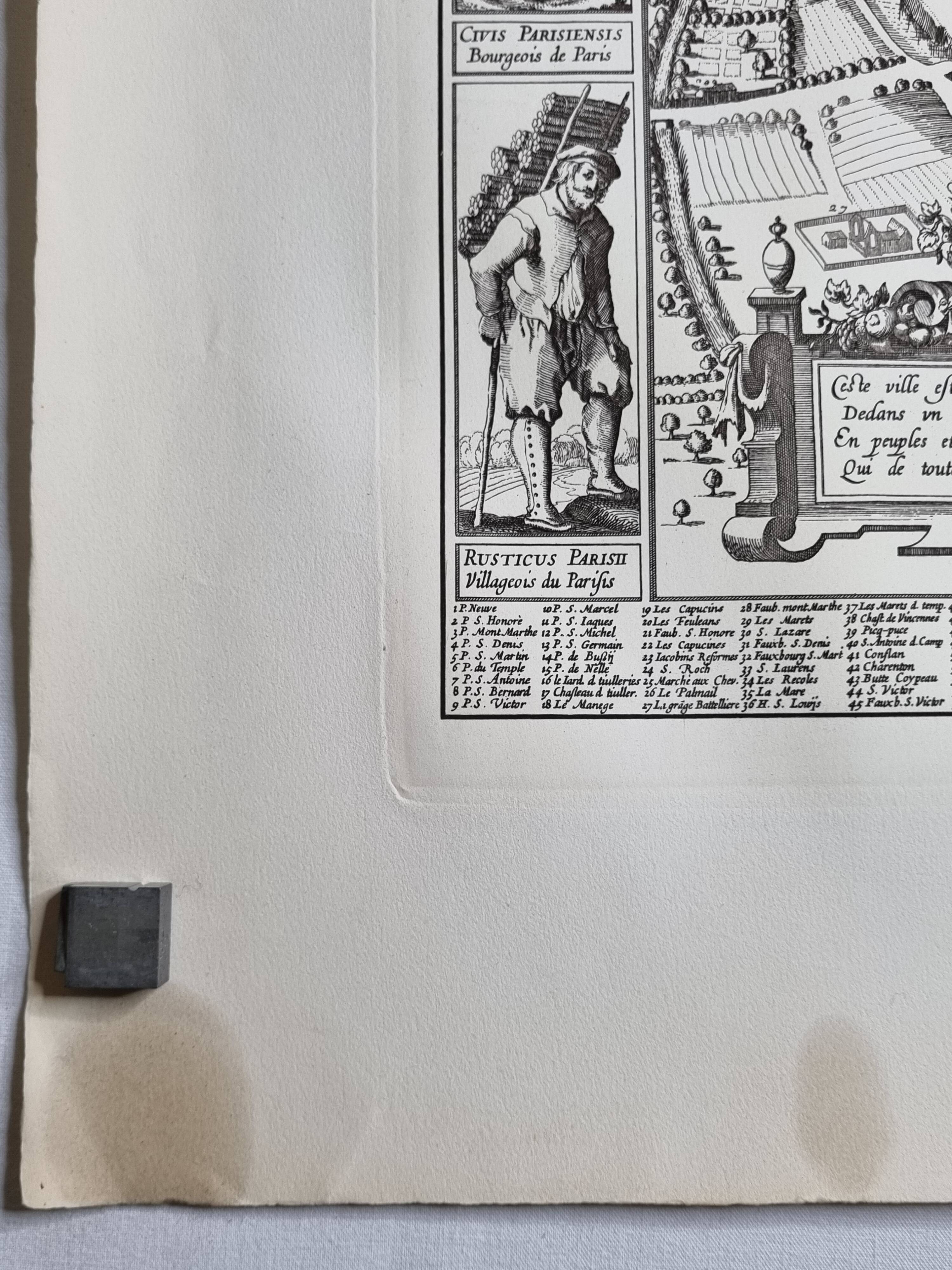 Vintage reproduction, Lutetia Parisiorum Urbis, 1618, after Sebastian Munster, 105 x 73 cm