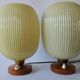 Rare Pair of Table Lamps, Glass and Wood, 1960s