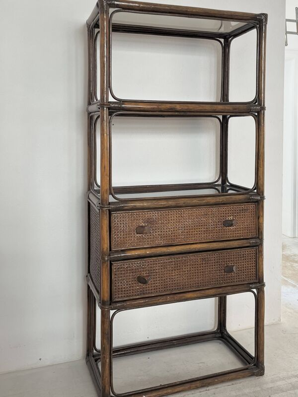 Etagere et commode en rotin
