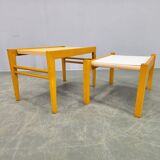 Mid Century Beech Plant Stands with Umakart Tops, 1970s Set